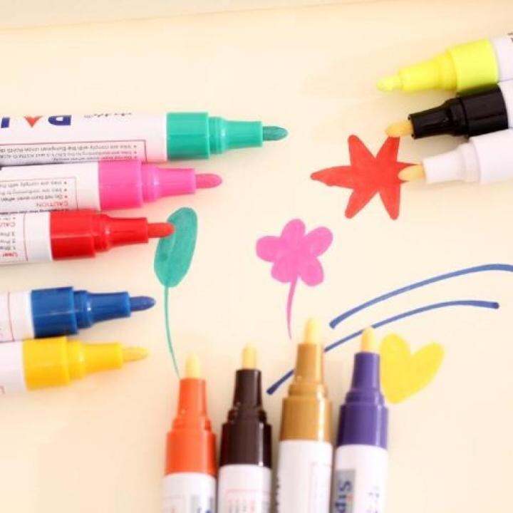 6-ชิ้นที่มีสีสันถาวรสีขาว-marker-กันน้ำสำหรับหินเครื่องหมายยางล้อยางผ้าโลหะ-12-สีปากกา-yrrey