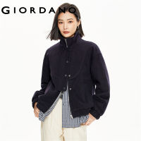 GIORDANO Women Jackets Twill Weave Chunky Warm Jackets Stand Collar Zip Front Windproof Fashion Casual Loose Jackets 18373914