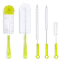 ☽♘ 5 Pcs Long Handle Cleaning Brush Sets for Narrow-mouth Baby Bottle Pipe Washing Sports Water Bottle Glass Tube Cleaner