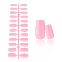 24PCS/Set False Nails Solid Color Ballet Square Head Frosted Full Cover Detachable Artificial Fingernails Press On Fake Nail Tip fenguhan