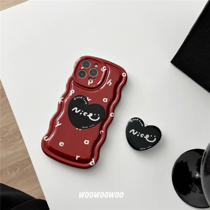 เคสโทรศัพท์สีแดงปีใหม่-2023-สำหรับ-iphone14promax-เคสโทรศัพท์-wave-imd-สำหรับ-iphone13promax-ซองจดหมายสีแดงไวน์สำหรับ-iphone11-ที่ใส่โทรศัพท์มือถือหัวใจสีดำสำหรับ-iphone12pro-เคสโทรศัพท์มือถือแบบถอดได