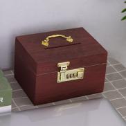 Pecine Wooden Piggy Bank Decorative Box Multipurpose Jewelry Storage Case