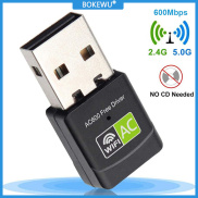 BOKEWU Network Card 2.4GHz 5GHz 600Mbps Mini USB Wireless Wifi Adapter