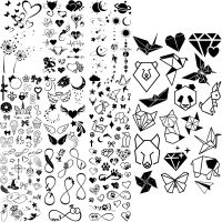 Geometric Panda Windmill Temporary Tattoos For Children Body Tatoos Dandelion Infinite Footprint Fake Diamond Tattoo Sticker