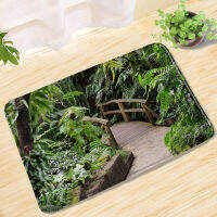 Bath Decor Mats Green Forest Scenery Wood Road Toilet 3 Pcs Set Natural Landscape Bathroom Rug Carpet Doormat Bathroom Product