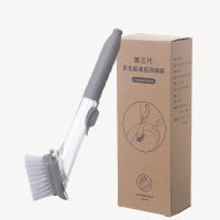 Kitchen Cleaning Tools 2 In 1 Long-handled Cleaning Brush With Detachable Brush Sponge Automatic Liquid Dishwashing Brush Set