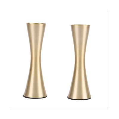 Set of 2 Brass-Toned Metal Vase Modern Decorative Vase for Home Decor, Wedding or Gift(Gold)