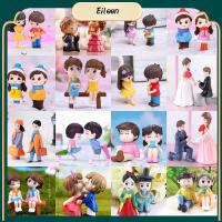 EILEEN 2pcs ลูกกวาด ตกแต่งเค้ก งานฝีมือ ภูมิทัศน์ขนาดเล็ก เรซิน สวนนางฟ้า คู่รัก สตูล ตุ๊กตาคู่