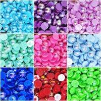 2mm-14mm Semicircle Flat Bottom AB Color ABS Imitation Pearl Acrylic Resin Half Face Pearl DIY Mobile Phone Manicure