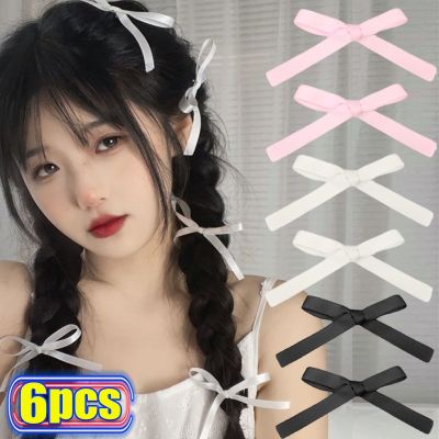 【CC】■❀  2/6pcs Bow Hairpin Korean Female Hair Barrettes Headwear Accessories