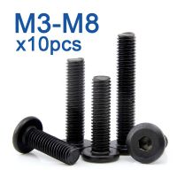 10pcs/lot M3 M4 M5 M6 M8 Black Carbon Steel CM Large Flat Hex Hexagon Socket  Allen Screw Furniture Screw Connector Joint Bolt Nails Screws Fasteners