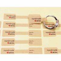 100PCS multi style ring folded labels white/kraft handmade with love ring price labels jewelry tag sticker labels 6x1.2cm