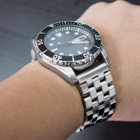 สายนาฬิกา Tank ลูกปัดห้าเม็ดแท่งสแตนเลสสตีลสำหรับ SKX007 Seiko SKX009สกรูเต่าสายโซ่นาฬิกาตะขอขนาด18 20 22มม.