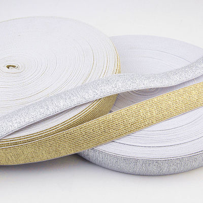 Glitter Elastic Bands 25MM Width 2meters/package Gold Silver High Quality Nylon  for Garment Trousers Sewing Accessories DIY