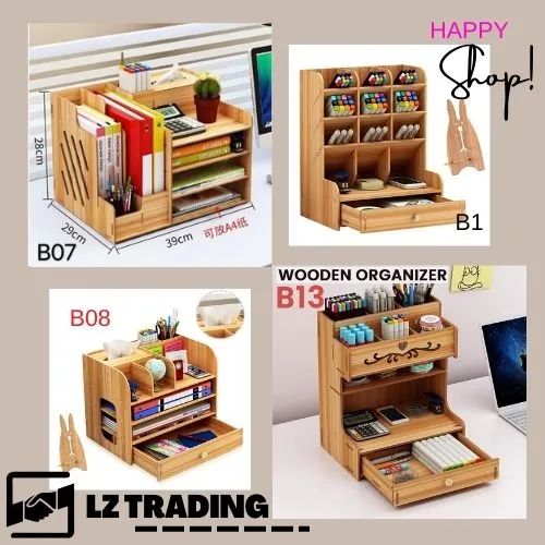 Happy Sale Wooden Desk Organizer Multi-Functional Diy Pen Holder Box Office  Supplies Desk Organizer | Lazada Ph