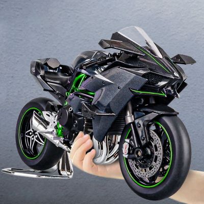 1:9 Kawasaki H2R Ninja Alloy Die Cast Motorcycle Model Toy Vehicle Collection Sound And Light Off Road Autocycle Toys Car