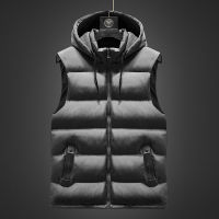 Hooded Vests Autumn Men Sleeveless Jacket Men Fashion Vest Hat Hooded Warm Vest Winter Waistcoat Men Casual Windbreaker 5XL