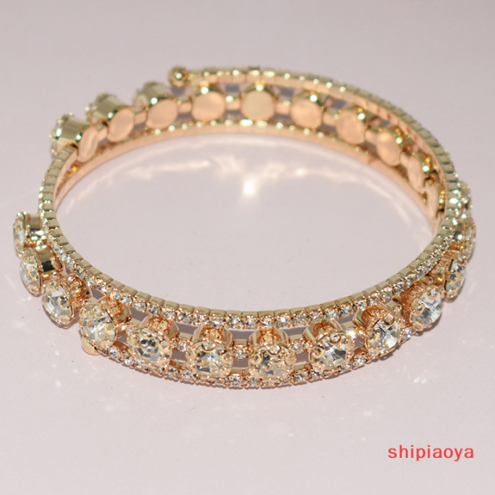 shipiaoya-สร้อยข้อมือคริสตัลแฟชั่นสำหรับผู้หญิงกำไลข้อมือเครื่องประดับข้อมือหลายชั้นกำไลพลอยเทียมเจ้าสาว