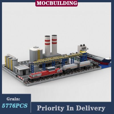 City Train Chemical Plant Model Building Block Assembly MOC Town Ship Building Puzzle Collection Series Toys