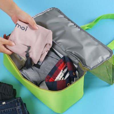 ：“{—— Double-Layer Heat Preservation Large Picnic Beach Bags Tote Bag High Capacity Women Mesh Transparent Bag