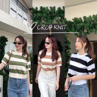 Crop KNIT ริ้วคอกลม (ob-oon) ผ้านิ่มใส่สบายมากๆ