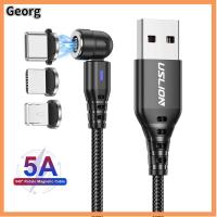 GEORG แบบ3 in 1 สายเคเบิลแม่เหล็ก 5A หมุนได้540องศา สายเคเบิล USB มืออาชีพอย่างมืออาชีพ ไมโครไทป์ซี สายเคเบิลข้อมูล