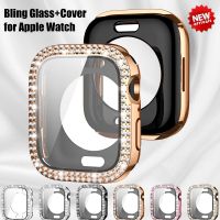 Bling Glass Cover for Apple Watch Case 49mm 45mm 41mm 40mm 44mm Diamond Bumper Screen Protector Iwatch Series Ultra 8 7 6 5 SE 4