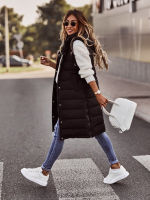 Vest Jacket Women Sleeveless Zippers Parkas Autumn Winter Quilted Coat Hooded Parka Cotton Padded Long Jackets Overcoat 2022