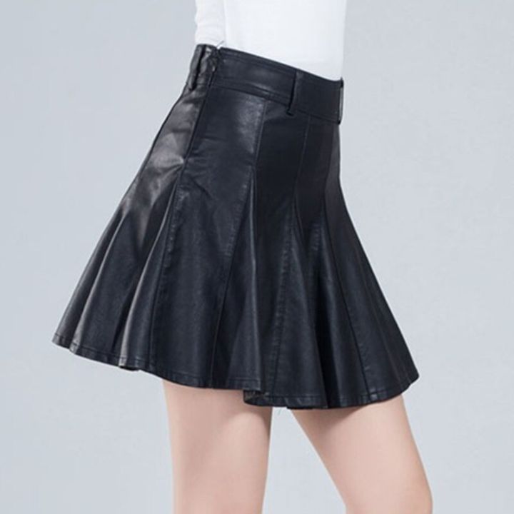 leather-skirt-high-waist-skirt-mini-short-skirts-black-sash-skirt-elegant-leather-skirts-women-faux-leather-skirt
