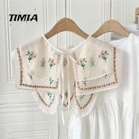 TIMIA ปกเสื้อตุ๊กตา ปกปลอมลูกไม้ งานปักลายดอกไม้ ชีฟองผ้าชีฟอง ดีไอวาย ถอดออกได้ ผู้หญิง/เด็กผู้หญิง