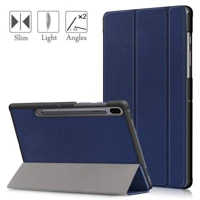 Case สำหรับ Samsung Galaxy Tab S6 10.5 2019,อัลตร้าสลิม Tri-พับกรณีด้วย S ปากกาผู้ถือยืนกรณี,ปกเชลล์สำหรับ 10.5 นิ้ว Galaxy แท็บเล็ต S6