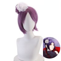 Anime Akatsuki Konan Purple Wig Cosplay Heat Resistant Hair  Wig Cap Hair Accessory Halloween Party Role Play Props