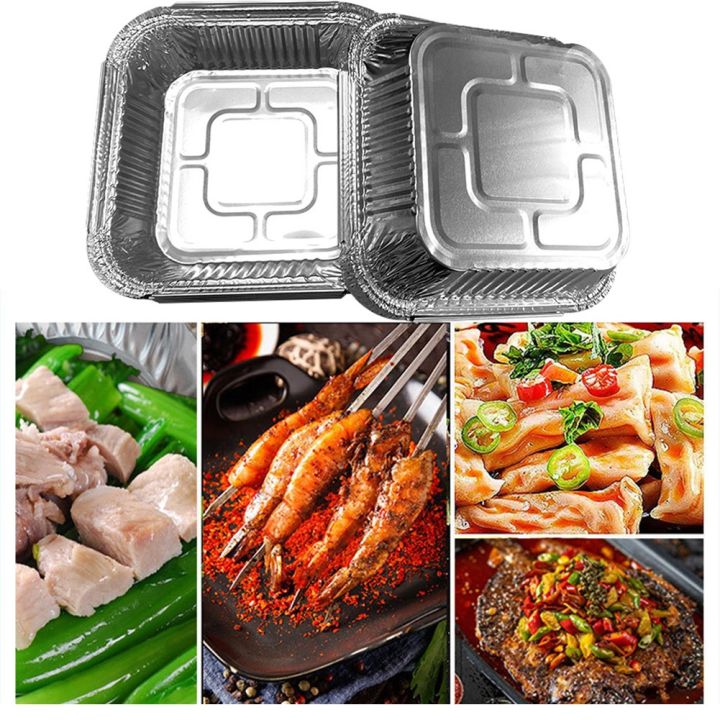 hot-lzliogwohiowo-537-50ชิ้นอลูมิเนียมฟอยล์กระทะ-takeaway-กล่องอาหารกลางวันภาชนะบรรจุอาหารบรรจุอาหารทิ้งฟอยล์ดีบุกกระทะครัวบนโต๊ะอาหาร