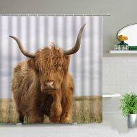 【Bathroom sale】 Highland Cows Shower CurtainMeadow FarmBathroom CurtainsFabric Cattle Home Background Wall Decor