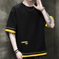 2022 mens short sleeve T-shirt summer popular logo ins tide tide cotton coat inside take render unlined upper garment body whose big yards mens wear --ntx230801❒◈✟