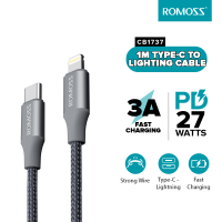 【COD+การจัดส่งในประเทศไทย】Romoss CB1737 Type-C to Lightning Cable Nylon Fast Charging PD27W Lightning Cable 1M Quick Charger Data Cables