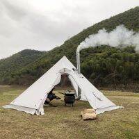 New 3-4 Person Pyramid Tent Shelter Ultralight Outdoor Camping Teepee With Snow Skirt With Chimney Hole Hiking Backpacking Tents