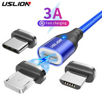 USLION 3A แม่เหล็กสาย Micro USB ประเภท C Fast CHARGING สำหรับ iPhone 11 Samsung เครื่องชาร์จแม่เหล็ก Fast สาย USB C ข้อมูลอะแดปเตอร์-sheguaecu