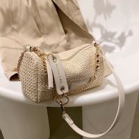 Uniqlo New Fashion version Niche design straw bag for women 2023 summer new popular versatile chain crossbody bag shoulder armpit bag