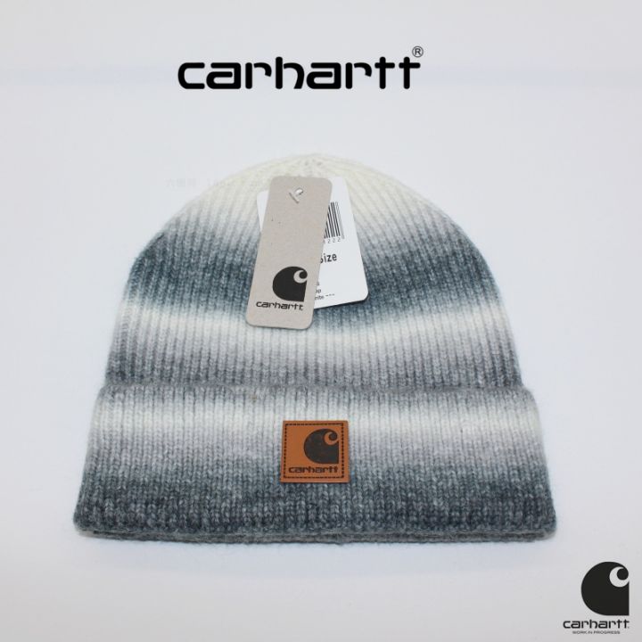 คาร์ฮาร์ทคาร์ฮาร์ทสำหรับ-topi-dingin-หมวกขนสัตว์ผู้หญิงหมวกถักอุ่นชอปปิ้งลำลองไล่ระดับสีเหมาะกับผู้ชายทุกชุดฤดูหนาว