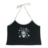 COD SDFSDTFGER Summer Japanese Cute Soft Girl Inner Strap Cartoon Shell Love Kuromies Print Cute Tops Short Tank Top Vest Women Y2k T Shirt