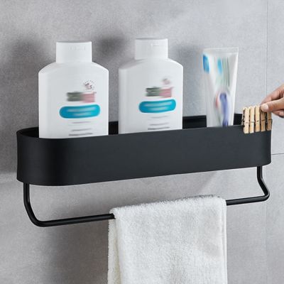 Bathroom Shelf Rack Wall Mounted Shelves Bath Towel Holder Shower Storage Basket Kitchen Bathroom Organizer