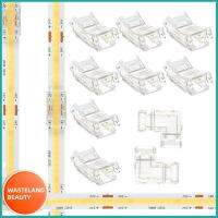 WASTELAND BEAUTY 2พิน Solderless 8mm คะ โปร่งใสโปร่งใส ขั้วต่อแถบไฟ LED แบบ cob ขั้วต่อมุม ไร้ร่องลึก ไฟเส้น LED 8มม. cob