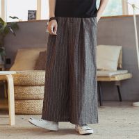 [COD] autumn and winter new Chinese style linen mens casual trousers retro large size wide-leg loose