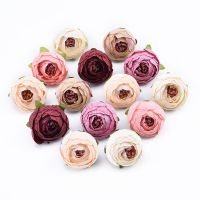 【LF】 Flores decorativas de parede acessórios de casamento caixa de presentes diy álbum de recortes rosas de chá de seda 10 peças