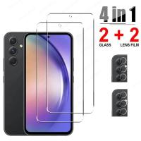 【ขาย】ตัวป้องกันหน้าจอ4in1สำหรับ Samsung Galaxy A53 A54 A34 A14 A12 A13เลนส์5ก. ฟิล์มสำหรับ Samsung A32 4ก. A52s กระจกเทมเปอร์ A33 A52