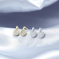 [COD] diamond earrings girl heart students and exquisite pierced zircon micro-inlaid round golden