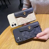 guohongzhilianjiaoyukej Luxury Card Slot Wallet Casing C design กระเป๋าใส่บัตรโทรศัพท์ เคส 13 mini 12 pro max X XS MAX XR 5 5S 6 7 6S 8 PLUS back phone case