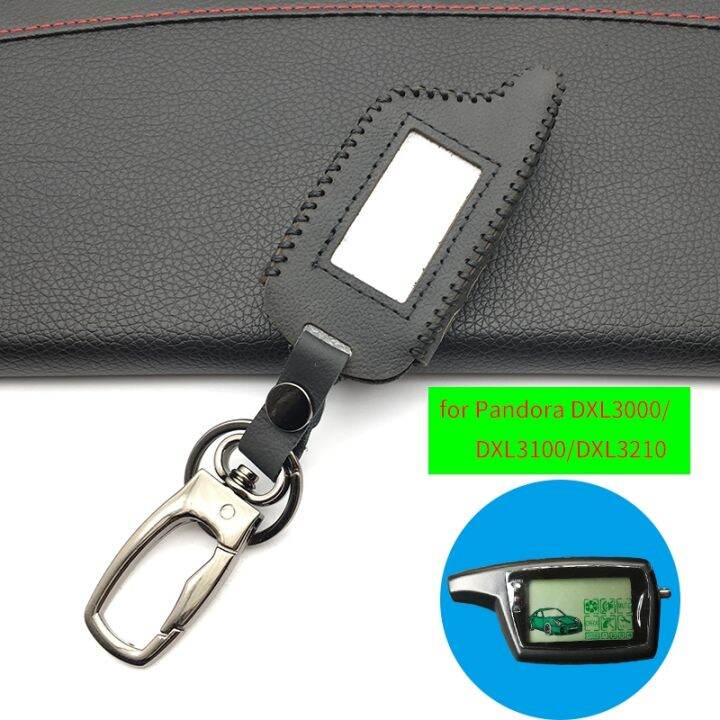 dxl-3000-leather-key-case-key-ring-for-car-alarm-pandora-system-dxl3000-dxl3100-3170-3210-3250-3290-lcd-remote-control-charm