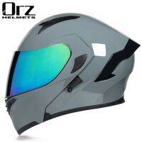 【LZ】♞  Orz-Modular Dual Visor Capacete de Motocicleta Aprovado DOT Flip Up Lens Corrida Clássica Motocross Full Face